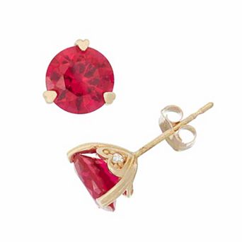 Tiara 10k Gold Lab-Created Gemstone Accent Stud Earrings