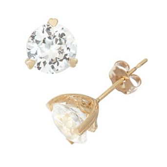 Tiara 10k Gold Gemstone And Diamond Accent Stud Earrings
