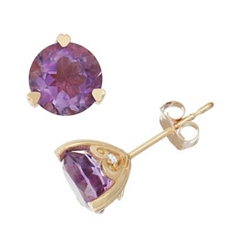 Tiara 10k Gold Gemstone And Diamond Accent Stud Earrings