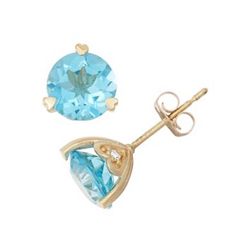 Tiara 10k Gold Gemstone And Diamond Accent Stud Earrings