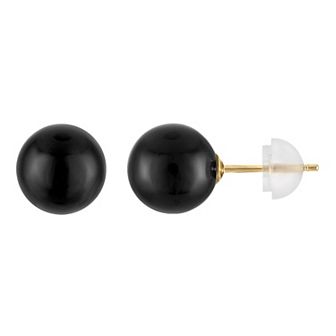 Tiara 10k Gold Black Onyx Stud Earrings