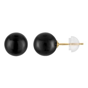 Tiara 10k Gold Black Onyx Stud Earrings