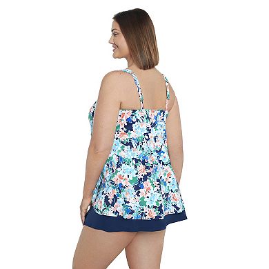 Plus Size Bal Harbour Princess Seam High-Low Tankini Swim Top