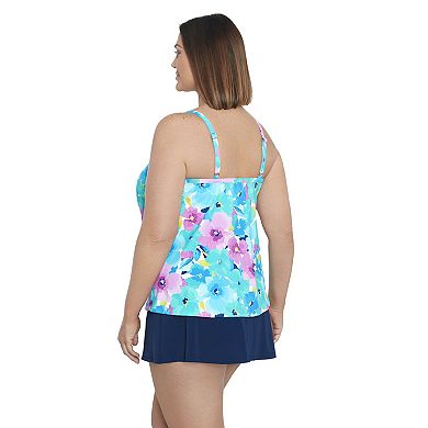 Plus Size Bal Harbour Knotted Flyaway Tankini Swim Top