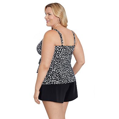 Plus Size Bal Harbour Triple Tier Tankini Swim Top