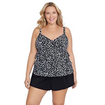 Plus Size Bal Harbour Triple Tier Tankini Swim Top
