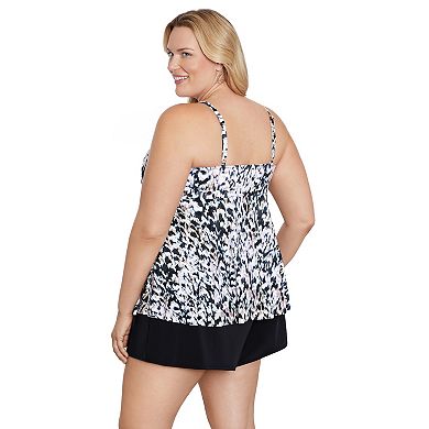 Plus Size Bal Harbour V-Neck Underwire Tankini Swim Top