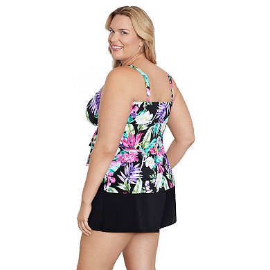 Plus Size Bal Harbour Triple Tier Tankini Swim Top