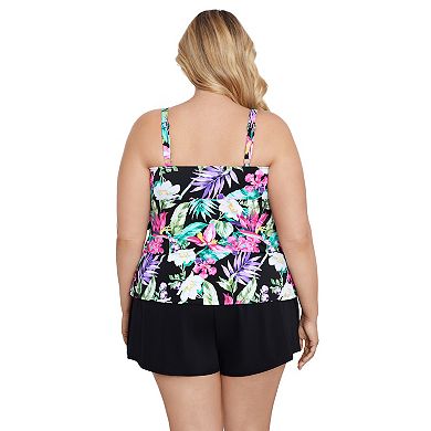 Plus Size Bal Harbour Triple Tier Tankini Swim Top