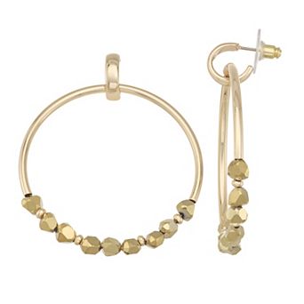 Nine West Gold Tone Front Facing Post Hoop Earrings