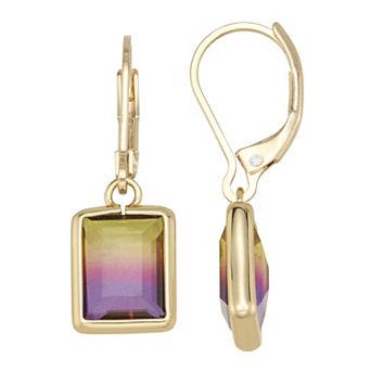 Nine West Gold-Tone Simulated Stone Square Ombre Drop Earrings