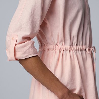 Petite Simply Vera Vera Wang Linen Tie Waist Tunic
