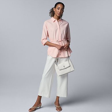 Petite Simply Vera Vera Wang Linen Tie Waist Tunic