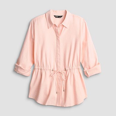 Petite Simply Vera Vera Wang Linen Tie Waist Tunic