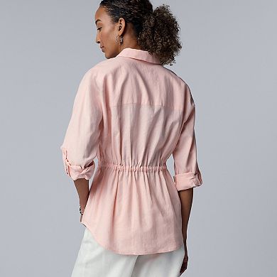 Petite Simply Vera Vera Wang Linen Tie Waist Tunic