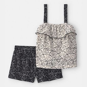 Toddler Girl Carter's 2 pc Shell Ruffle Tank Top & Shorts Set