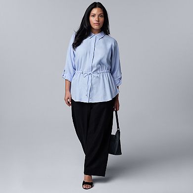 Plus Size Simply Vera Vera Wang Linen Tie Waist Tunic