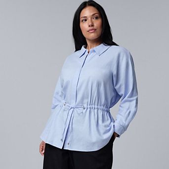 Plus Size Simply Vera Vera Wang Linen Tie Waist Tunic