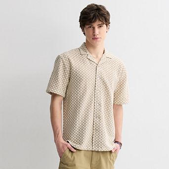 Men's Retrofit Short Sleeve Textured Camp T-Shirt