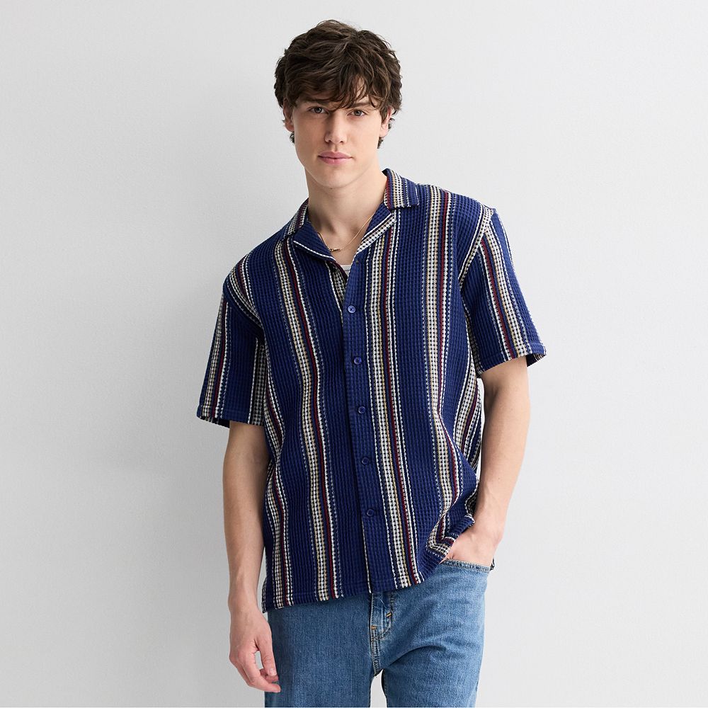Men's Retrofit Short Sleeve Textured Camp T-Shirt