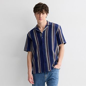 Men's Retrofit Short Sleeve Textured Camp T-Shirt