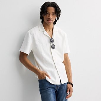 Men's Retrofit Short Sleeve Textured Camp T-Shirt