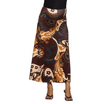 Maternity 24Seven Comfort Apparel Elastic Waist Maxi Skirt