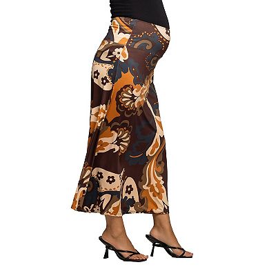 Maternity 24Seven Comfort Apparel Elastic Waist Maxi Skirt