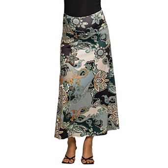 Maternity 24Seven Comfort Apparel Paisley Print Maxi Skirt