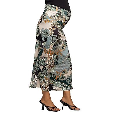 Maternity 24Seven Comfort Apparel Paisley Print Maxi Skirt
