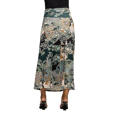 Maternity 24Seven Comfort Apparel Paisley Print Maxi Skirt