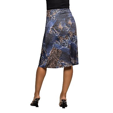 Maternity 24Seven Comfort Apparel Animal Patchwork Print Maxi Skirt