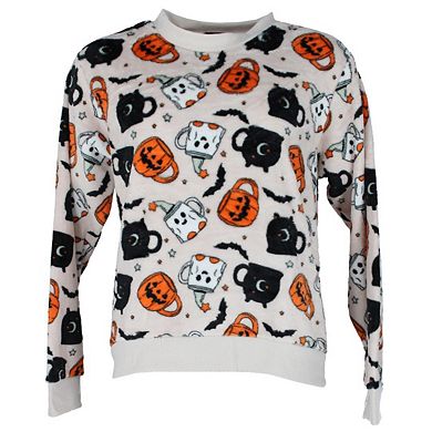 Weekending Women's Plush Halloween Mug Crewneck with Socks Set