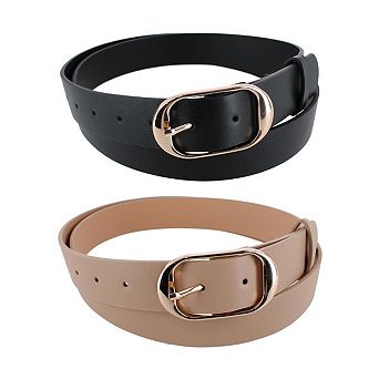 CTM Women's Plus Size Belt with Centerbar Buckle (Pack of 2 Colors)