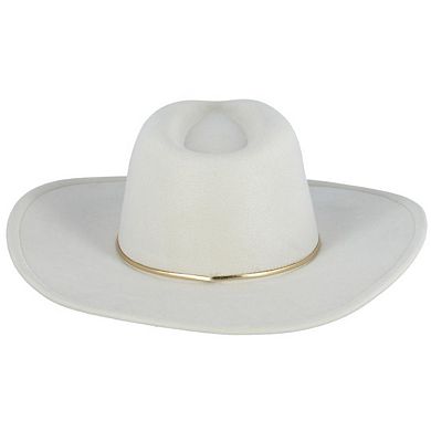 David & Young Women's Faux Suede Fedora Hat with Gold Hatband