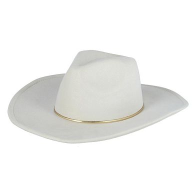 David & Young Women's Faux Suede Fedora Hat with Gold Hatband