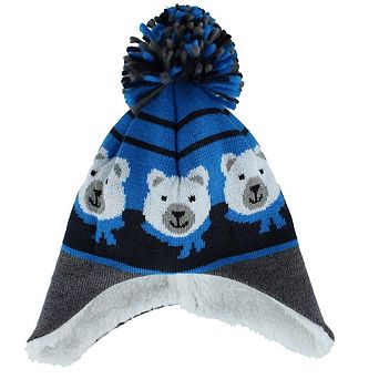 Grand Sierra Boy's Toddler (2-4) Lined Animal Winter Hat with Ear Flaps and Pom