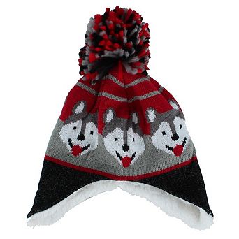 Grand Sierra Boy's Toddler (2-4) Lined Animal Winter Hat with Ear Flaps and Pom