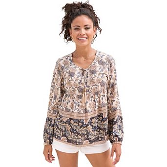 Lascana Women's Floral Peasant Look Blouse