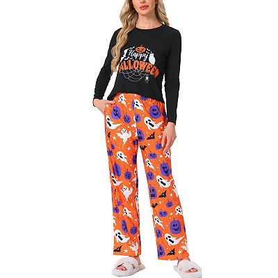 Women's Halloween Matching Cute Pumpkin Print Long Sleeve Top