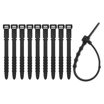 10 pc Cord Organizer, 4.45" Length Cable Ties, Cable Organizer, Cord Wraps, Charger Cable Strap Ties