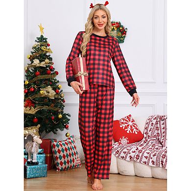 Women's Family Matching Pajama Sets Buffalo Long Sleeve Top and Pants with Pockets 2pc Sleepwear