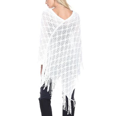 Women's Open Knit Fringe Poncho