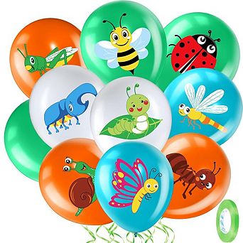 Bug Themed Birthday Balloon Set 50 pc Reptile and Critter Latex Balloons for Garden or Jungle