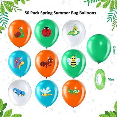 Bug Themed Birthday Balloon Set 50 Piece Reptile and Critter Latex Balloons for Garden or Jungle