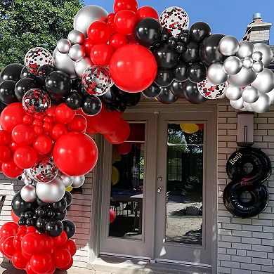 Black & Red Balloon Garland Kit, Confetti Balloons 50pcs for Birthday, Party & Celebration Decor