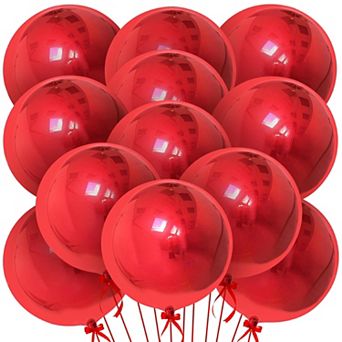 Metallic Red 4D Sphere Balloons, Red Foil for Christmas & Party Decorations