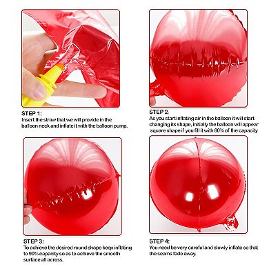 Metallic Red 4D Sphere Balloons, Red Foil for Christmas & Party Decorations
