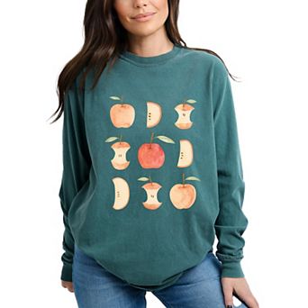 Watercolor Apple Chart shirt design - Garment Dyed Long Sleeve