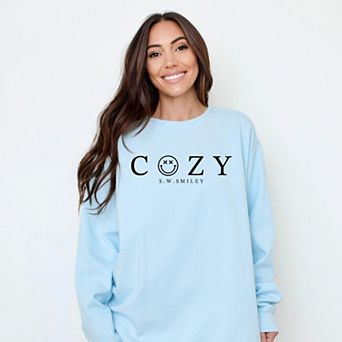 S.W.Smiley Cozy Outline - Women's Garment Dyed Graphic Sweatshirt